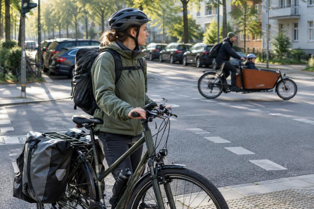 Titelbild zu Alltagsumstieg vom Auto aufs Fahrrad mit Fokus auf Praxisstrategien für Pendler und Gelegenheitsfahrer